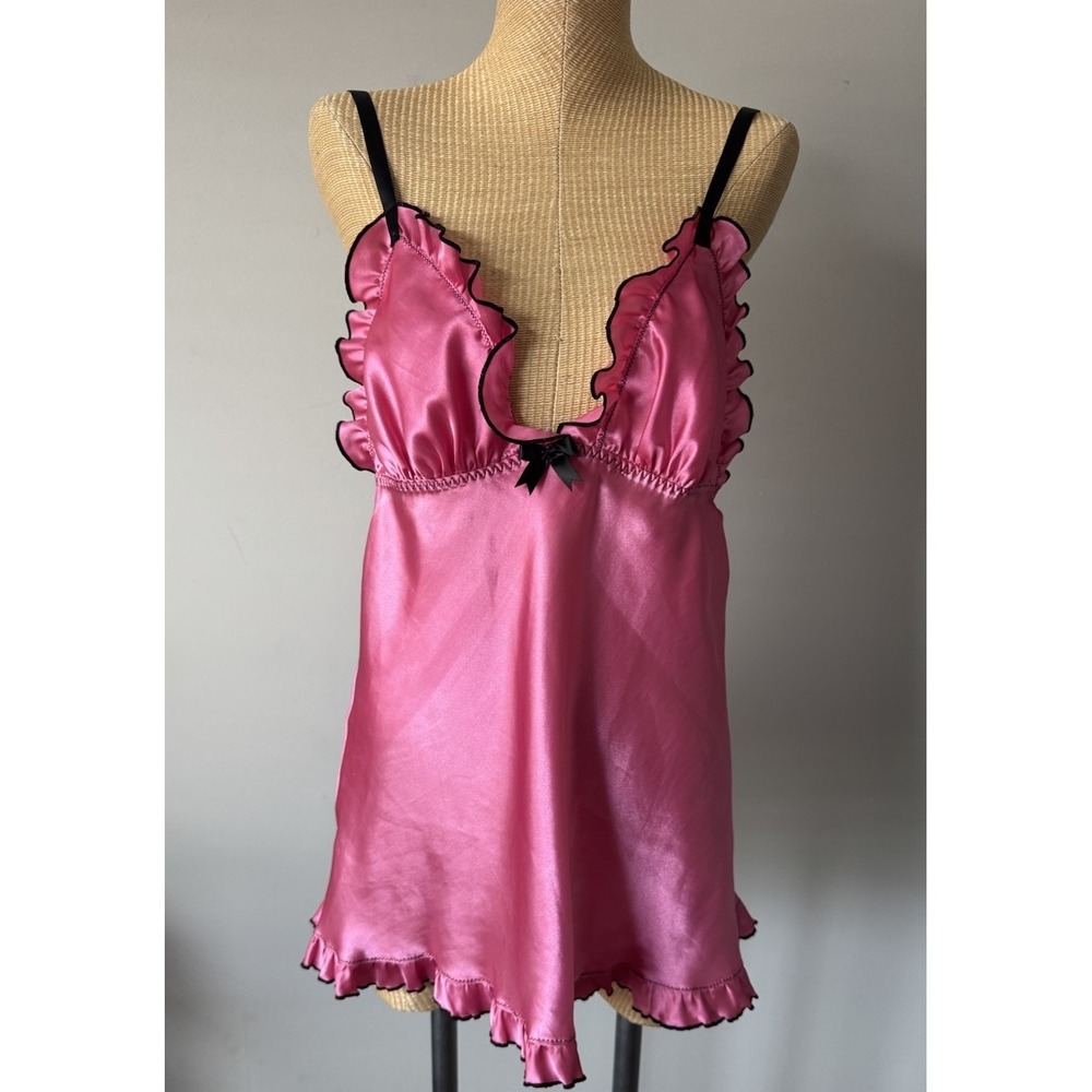 Y2K Seductive Wear by Cinema Etoile  Sexy Baby‎ Doll Lingerie Hot Pink Black MED